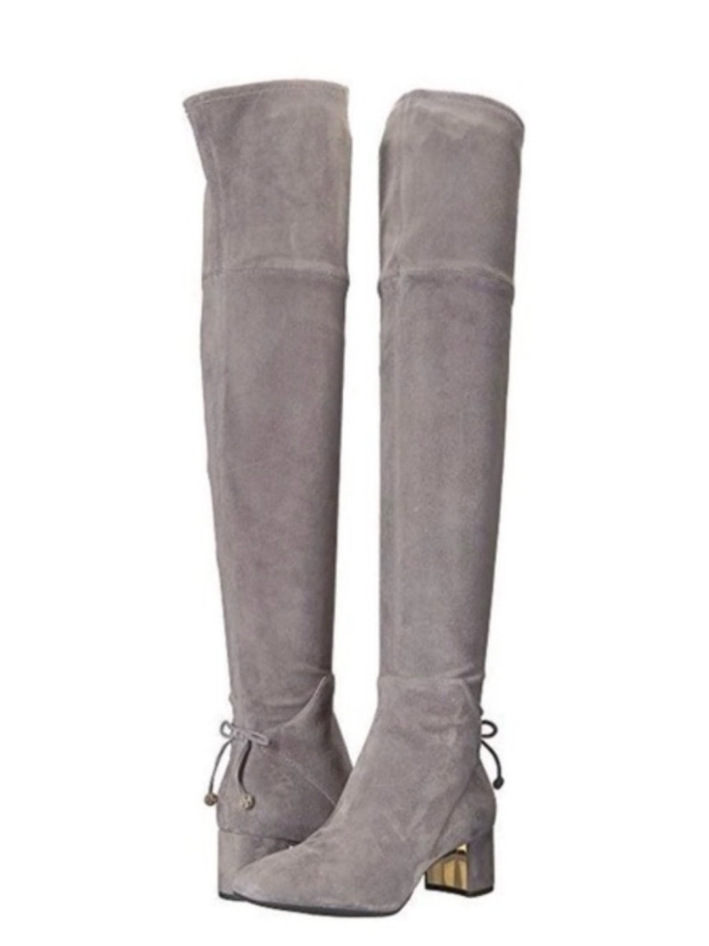 Tory Burch Gray Suede Over-the-Knee Block Heel Boots